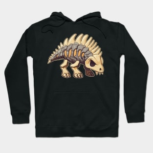 Scary Chibi Stegosaurus Isometric Dinosaur Skeleton Hoodie